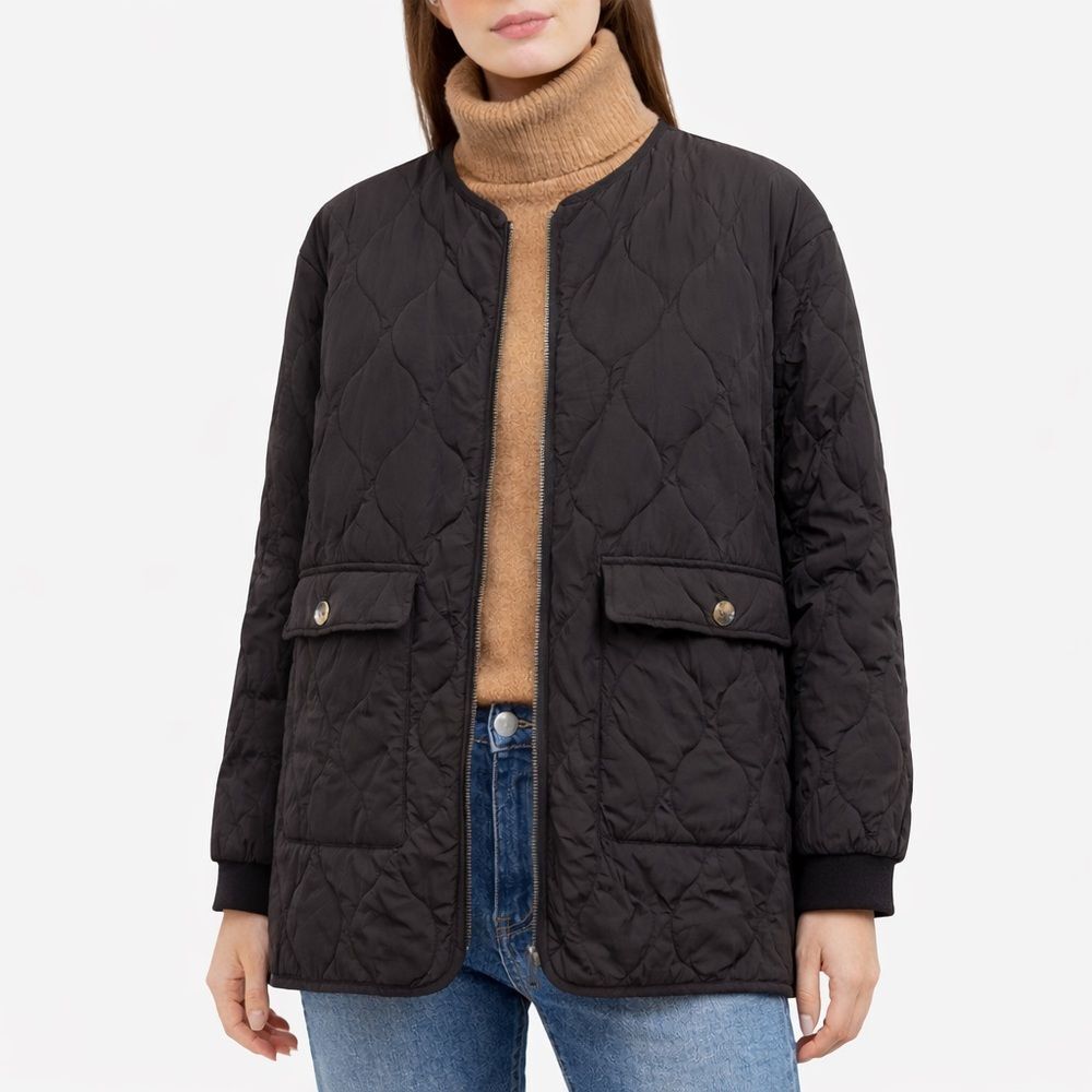 Joie Black Quilted Jacket Women’s Size XL Zip Front Lightweight Puffer Coat